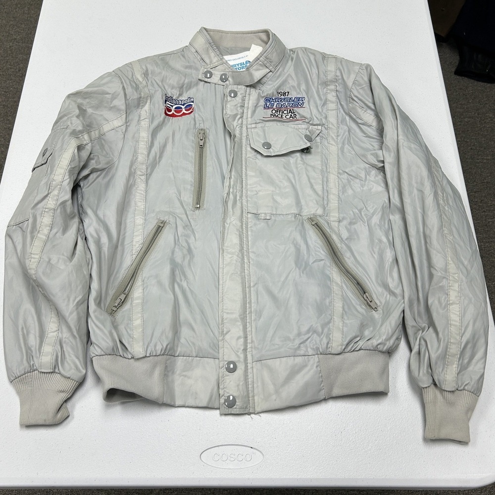 Chrysler Pace Car Jacket Mens Medium Silver 1981 LeBaron Indianapolis 500 Vtg